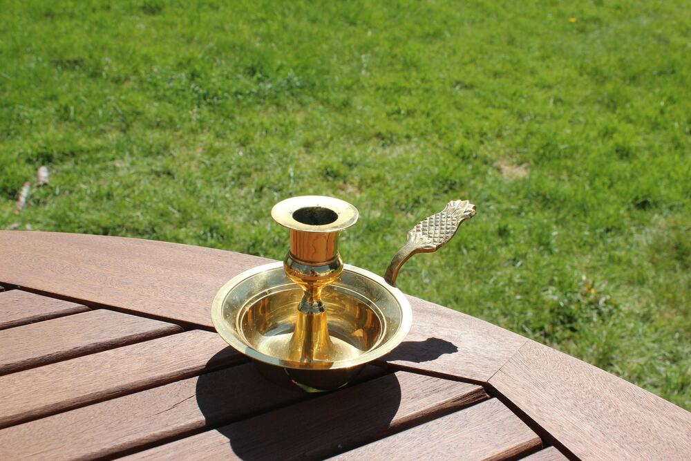 Pineapple Gold Candle Holder Stick, Vintage solid brass decorative handle